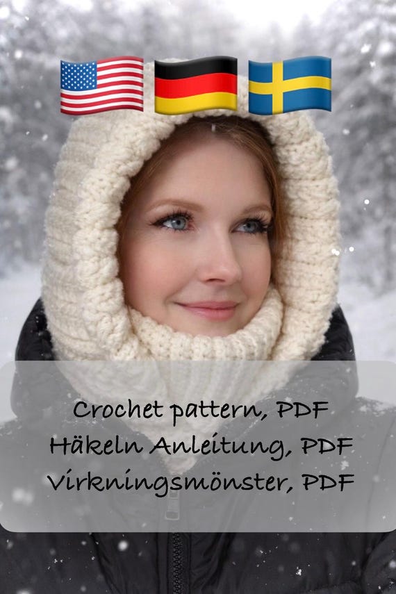 PDF Crochet Pattern Polo Hood/Balaclava, Us-term. PDF Häkelanleitung Polohube/Balaklava, German. PDF Virkmönster Polohuva/Balaklava, Svenska