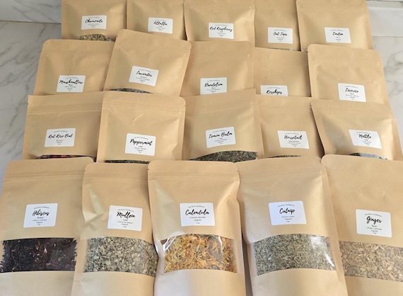 Organic Apothecary Kit, 20 Loose Leaf Herbs, Herbalist Starter (Optional Mortar & Pestle)