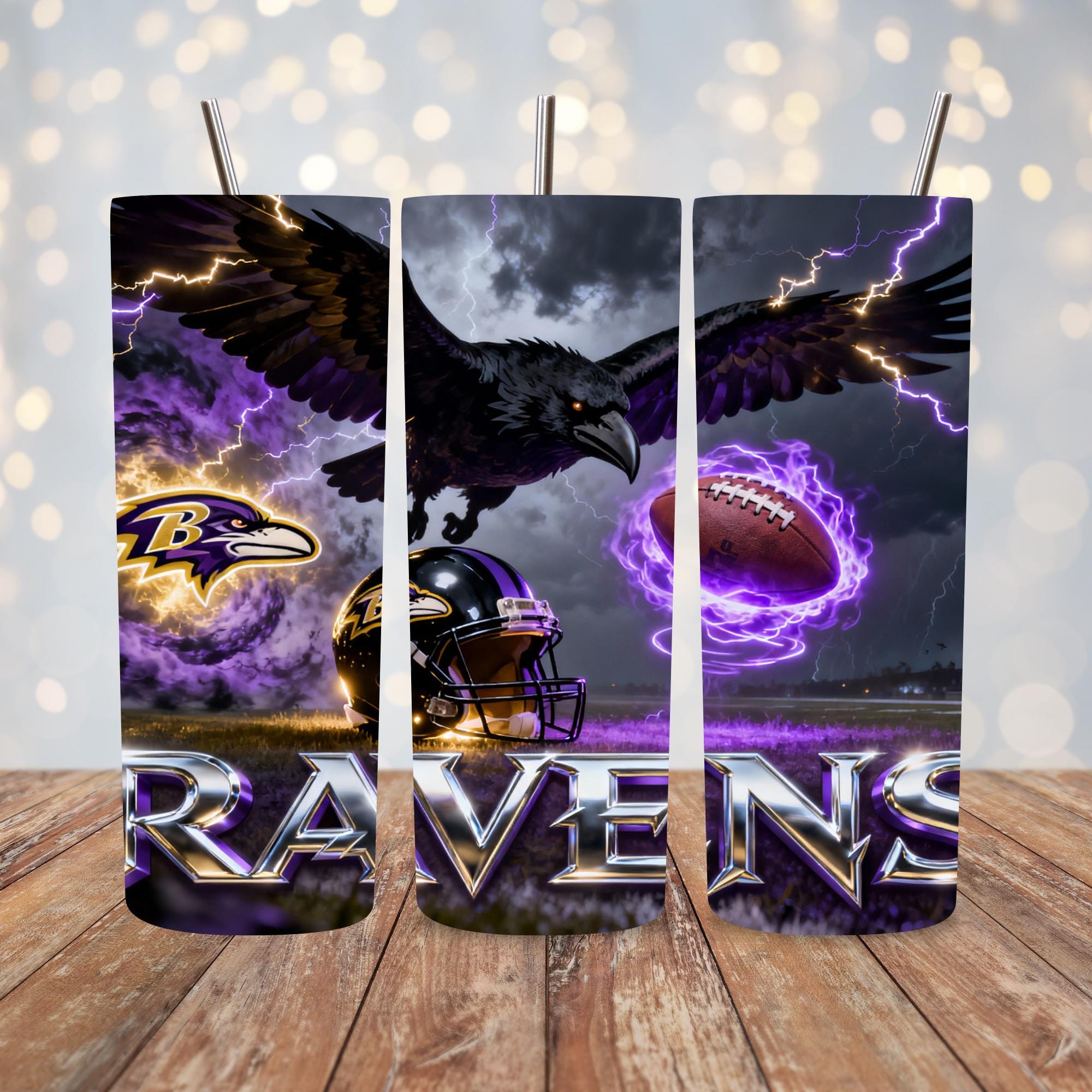 Discover Raven Football 20oz Tumbler with Lid And Straw, Sports Mascot Tumbler