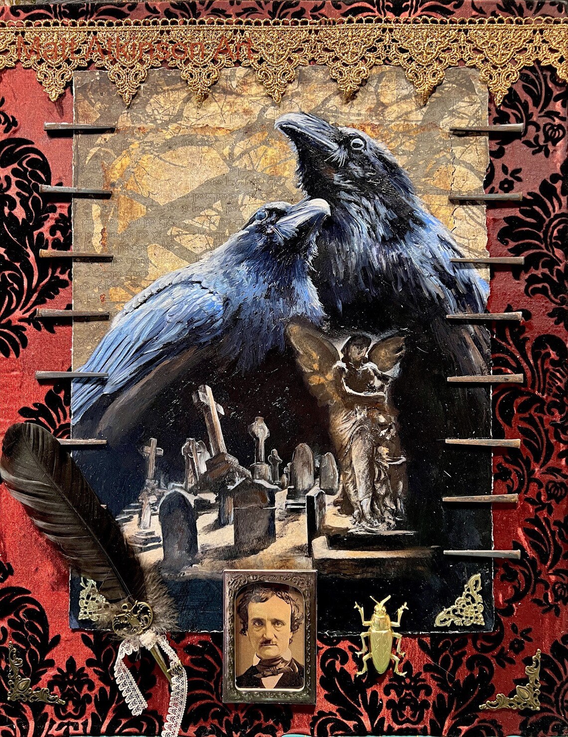 Edgar Allan Poe Tribute Gothic Art Print, Raven Collage Etsy