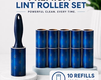 Lint Roller with 10 Refills, 600 Extra Sticky Sheets for Clothes and Pet Hair