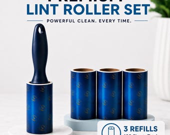 Lint Roller - 3 Refills 180 Extra Sticky Sheets for Pet Hair Clothes & Furniture