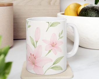 Floral Ceramic Coffee Mug: Vibrant Spring Decor Tea Cup