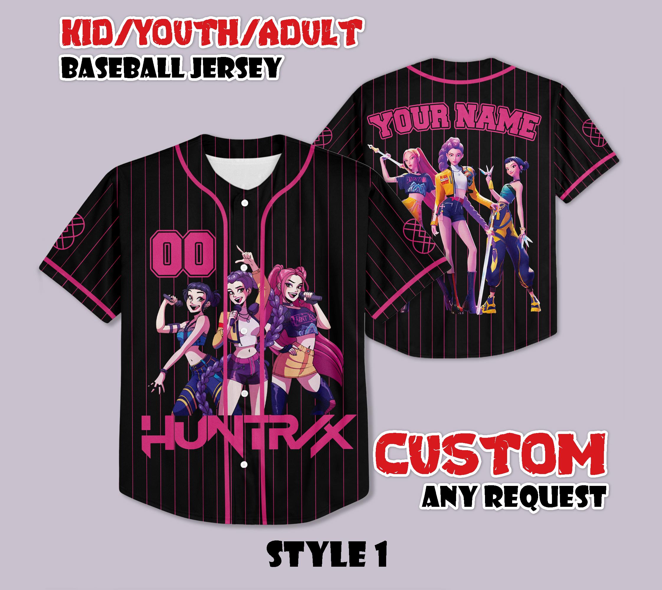 Discover Custom Huntrix Birthday Girl Baseball Jersey, Huntrix Birthday Shirt, Personalized Kpop Demon Hunter Birthday