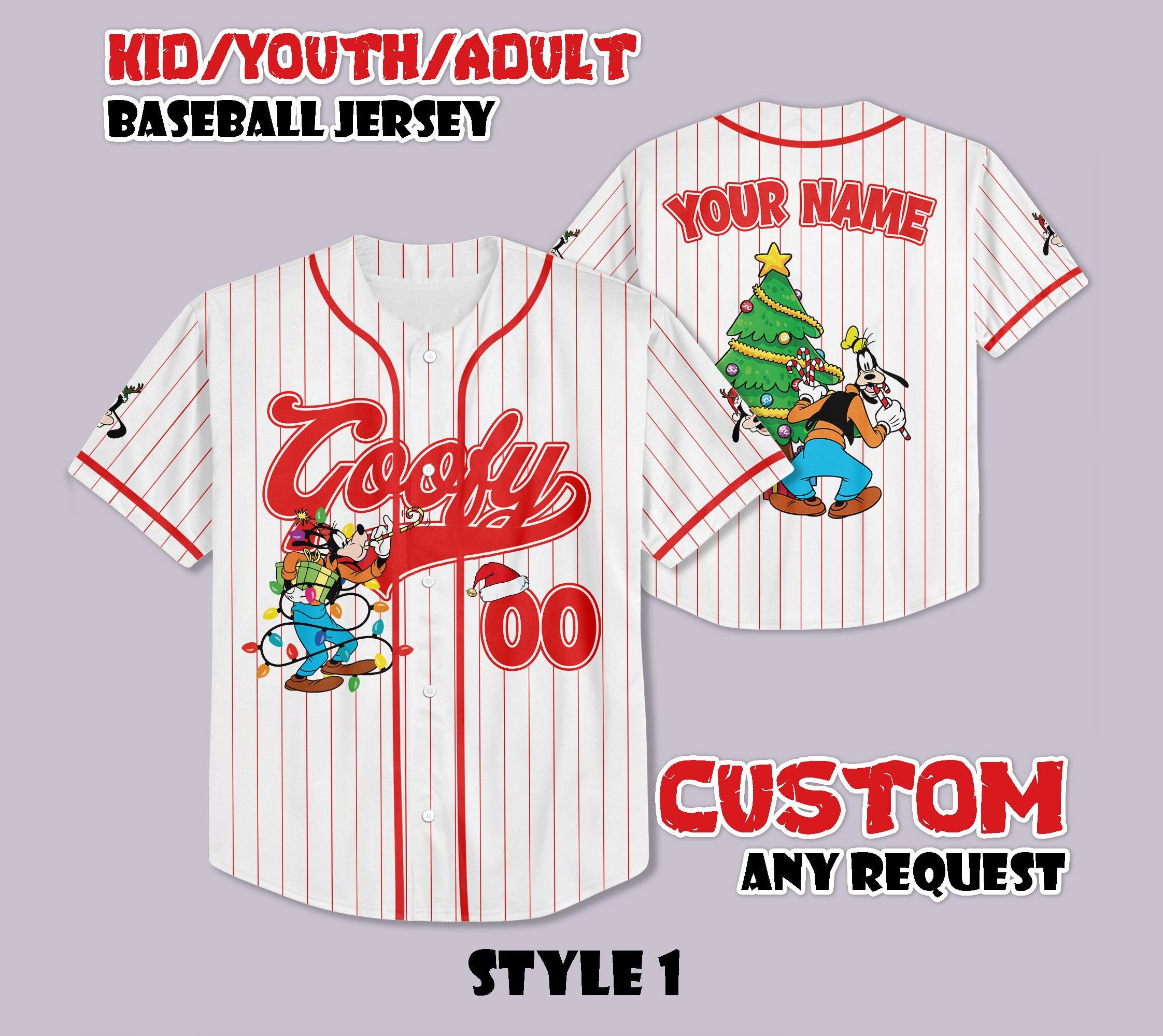 Discover Personalized Disney Goofy Dog Christmas Baseball Jersey, Goofy's Very Merry Christmas Party 2025, Disney World Family Matching Xmas Gift