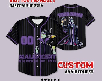 Custom Maleficent Baseball Jersey, Disney Villain Shirt