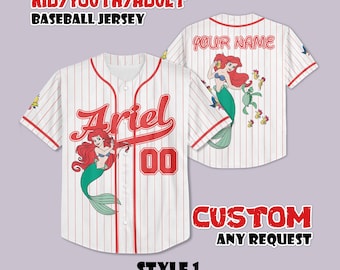 Custom Ariel Baseball Jersey, Little Mermaid Fan Shirt