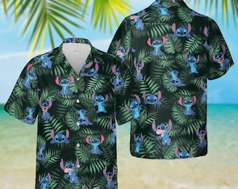 Stitch Hawaiian Shirt, Disney Stitch Tropical Shirt, Disneyland Summer Shirt