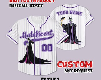 Custom Maleficent Baseball Jersey, Disney Villain Shirt