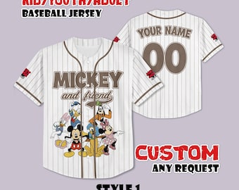Custom Mickey & Friends Baseball Jersey, Personalized Disneyland Shirt