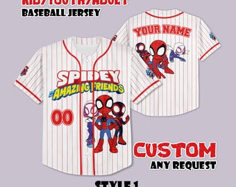Camiseta de béisbol personalizada de Spidey y sus amigos, camiseta del equipo de superhéroes de Disney