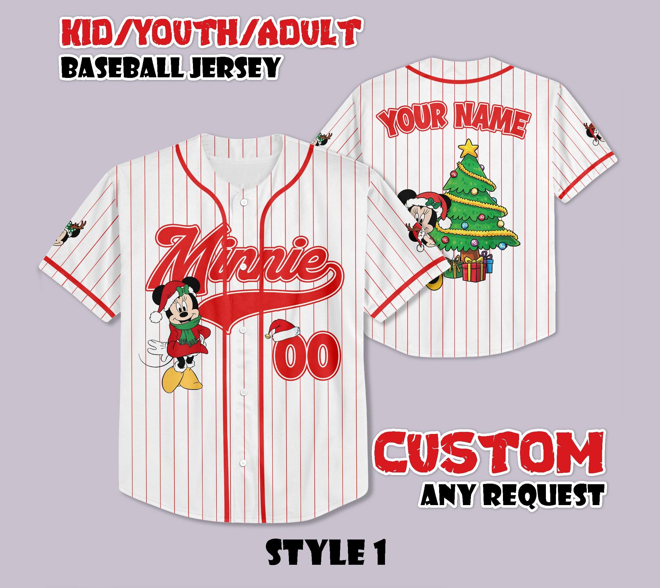 Discover Personalized Disney Minniee Mouse Christmas Baseball Jersey, Minnie's Very Merry Christmas Party 2025, Disney World Family Matching Xmas Gift