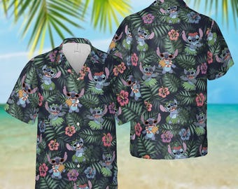 Stitch Hawaiiaans shirt, Disney Stitch tropisch shirt, Disneyland zomershirt