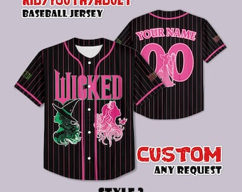 Maglia da baseball Wicked personalizzata, maglietta Elphaba e Glinda