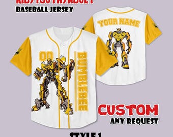 Custom Bumblebee Baseball Jersey, Transformers Robot Shirt