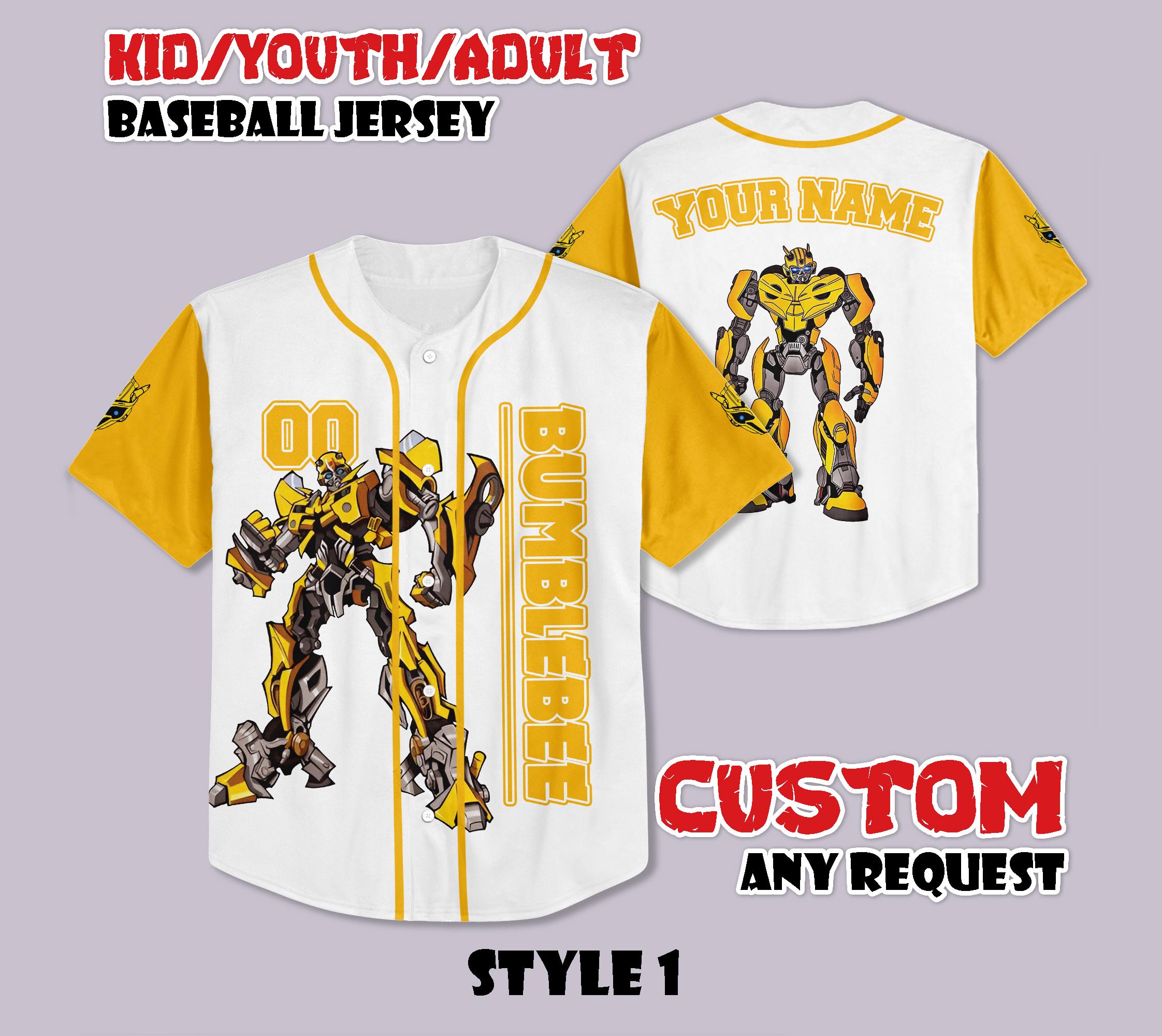 Custom Bumblebee Baseball Jersey, Transformers Robot Shirt - Etsy