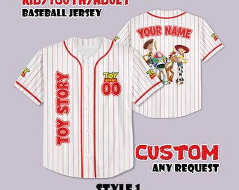 Camiseta de béisbol personalizada de Toy Story de Disney, camiseta personalizada de Pixar