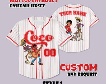 Maillot de baseball Coco personnalisé, cadeau Disney Pixar personnalisé