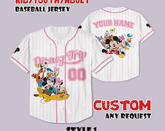 Personalisiertes Disneyland Trip Baseball Jersey, Mickey and Friends Team Shirt