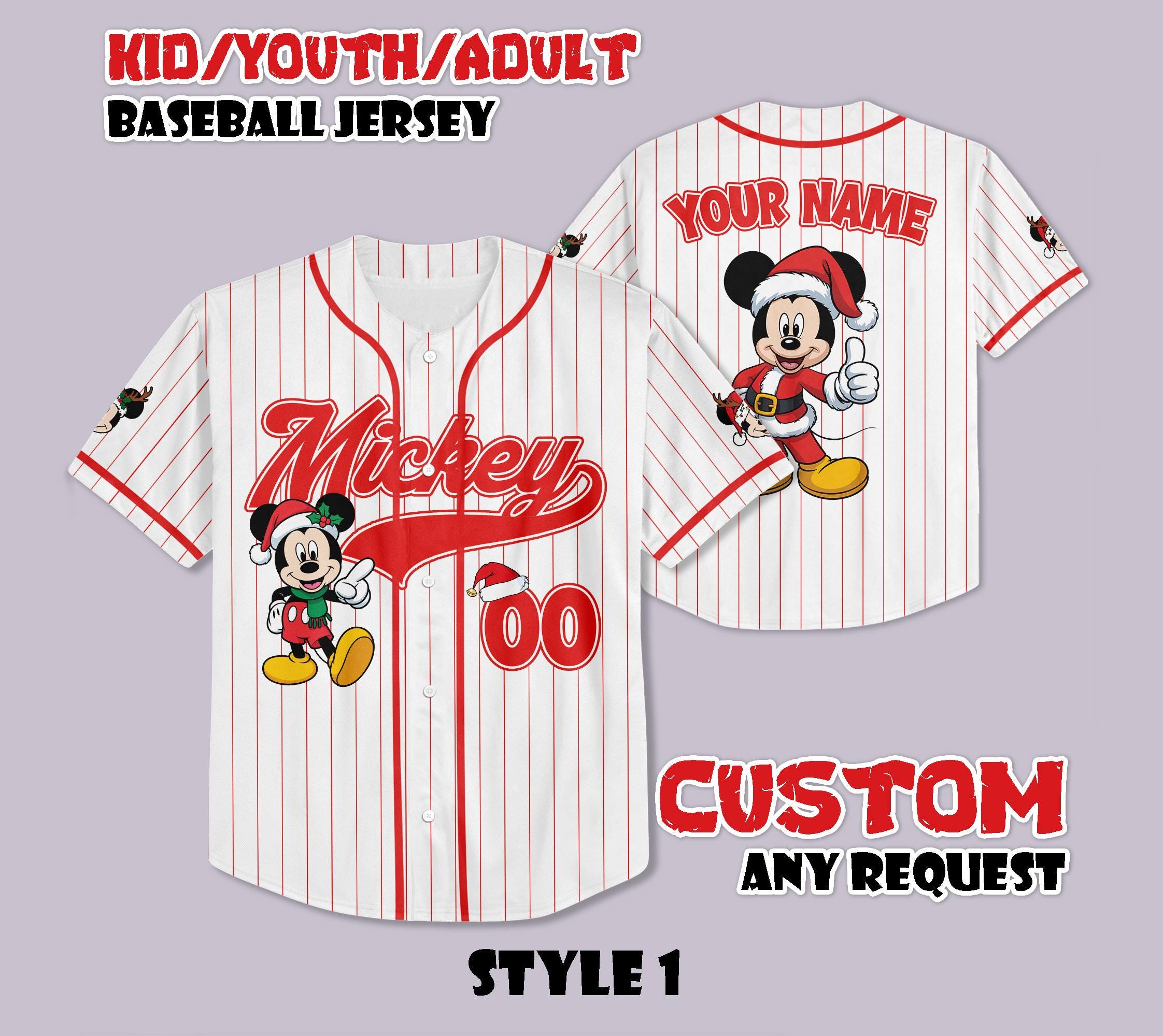 Discover Personalized Disney Mickey Mouse Christmas Baseball Jersey, Mickey's Very Merry Christmas Party 2025, Disney World Family Matching Xmas Gift