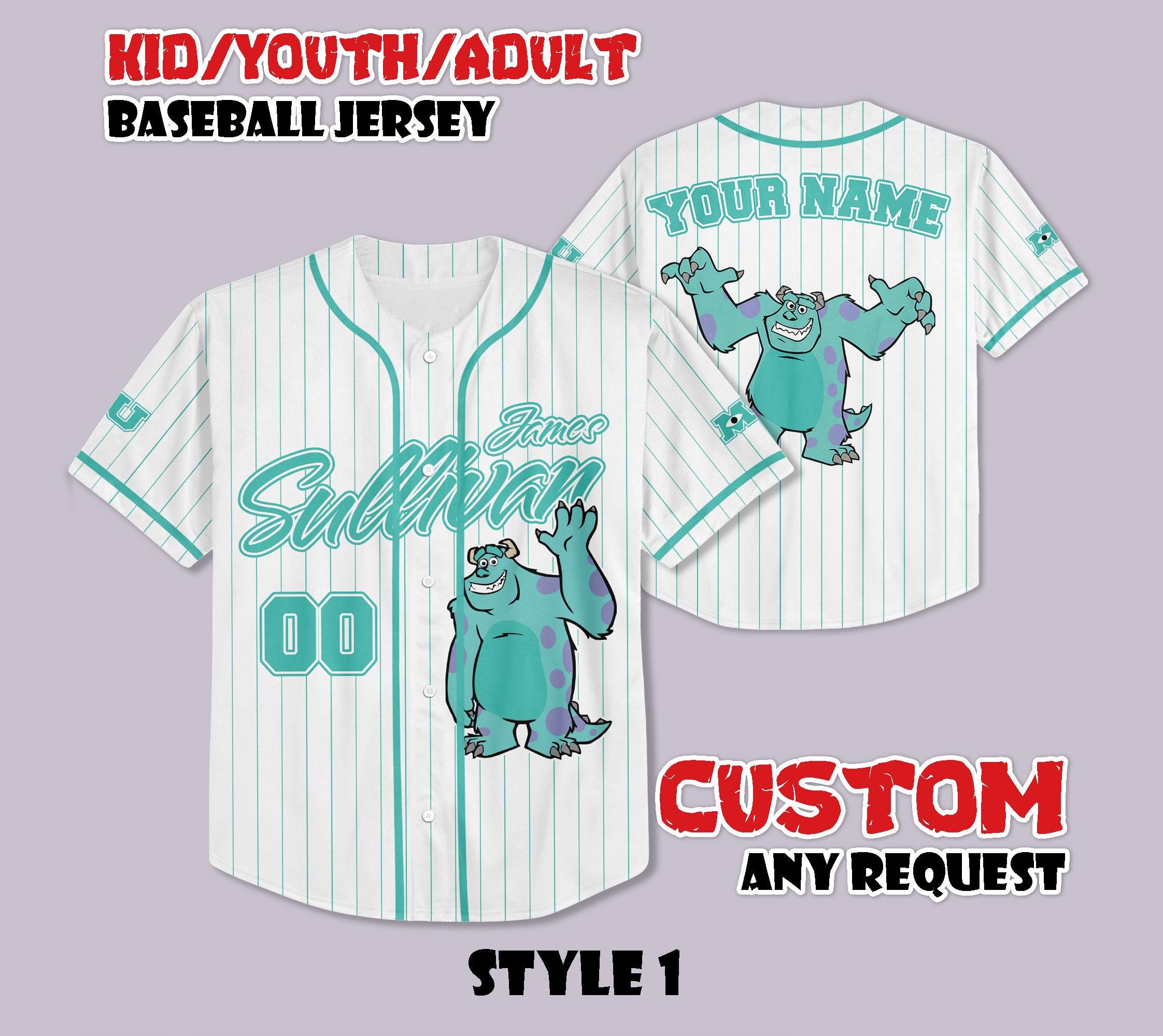 Discover Custom James Sullivan Baseball Jersey, Disney James Sullivan Jersey Shirt, Personalized Disney Monsters Inc Jersey, Gift for Disney Fans