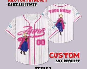 Camiseta de béisbol personalizada de Anna Frozen, camiseta personalizada de Disney