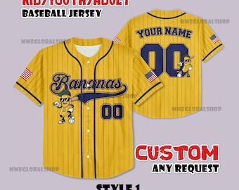 Camiseta de béisbol personalizada de los Bananas, regalo personalizado para fanáticos de Savannah