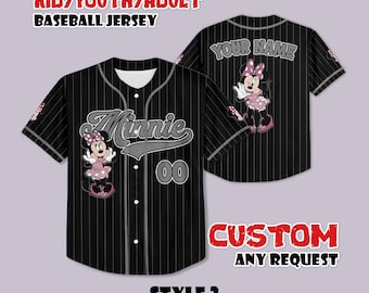 Camisa de beisebol personalizada da Minnie Mouse, camisa do time da Disneylândia