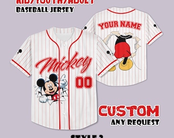 Custom Mickey Mouse Baseball Jersey, Striped Disneyland Shirt