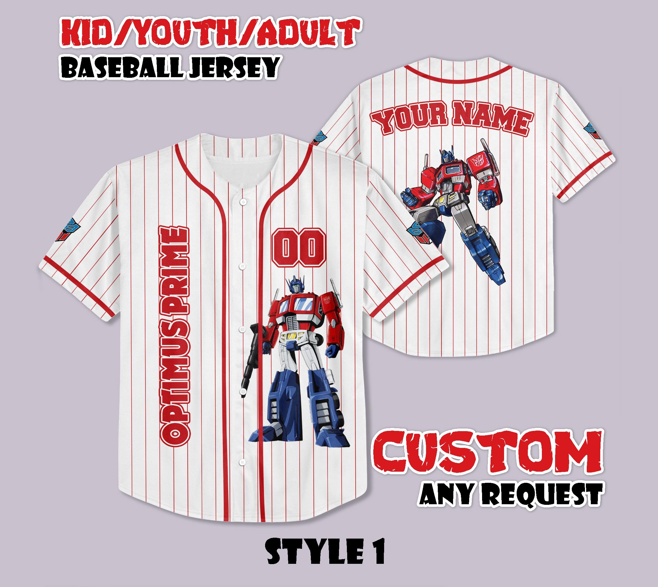 Discover Custom Optimus Prime Baseball Jersey, Vintage Robot Shirt, Personalized Transformers Jersey Shirt, Optimus Prime Shirt, Birthday Gifts