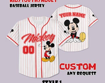 Custom Mickey Mouse Baseball Jersey, Disneyland Shirt
