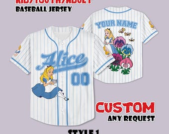 Aangepaste honkbaljersey Alice in Wonderland, cadeau voor Disney-fan