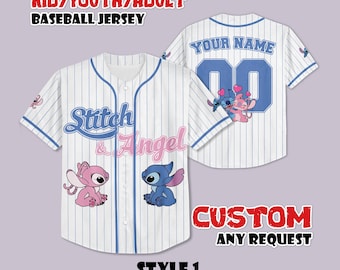 Custom Stitch and Angel Baseball Jersey, Disney Couple Shirt