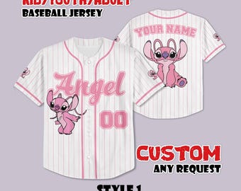 Custom Stitch Angel Baseball Jersey: Disneyland Magic Kingdom Shirt