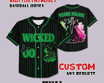 Maglia da baseball Wicked personalizzata, maglietta Elphaba Glinda, regalo per film musicali