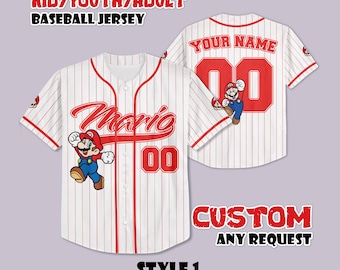 Maillot de baseball Super Mario personnalisé, cadeau de fan Nintendo