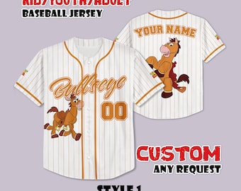 Camiseta de béisbol personalizada de Bullseye, camiseta de Toy Story de Disney