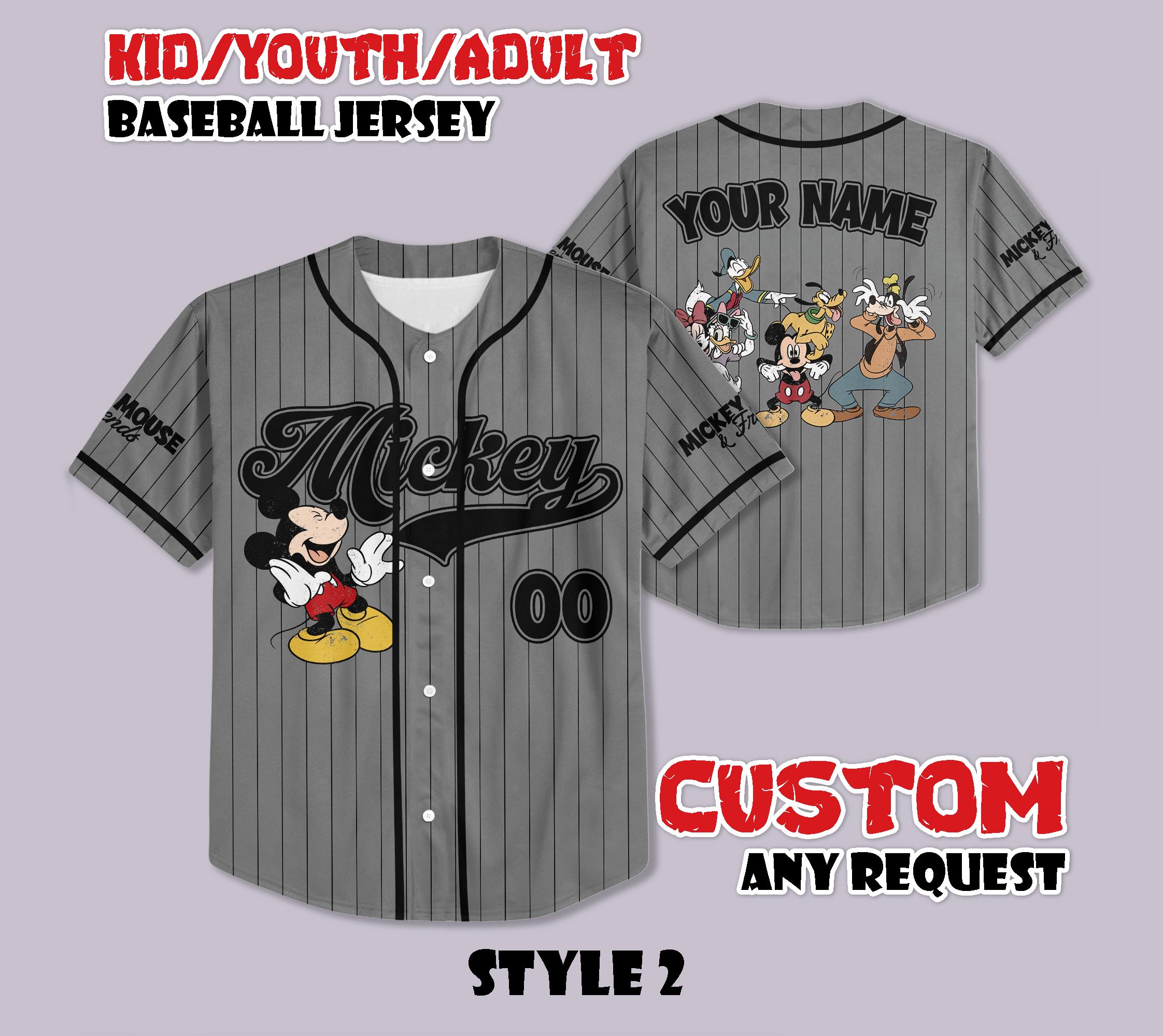 Maillot de baseball rétro orange personnalisé Mickey Mouse