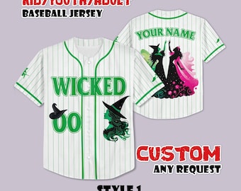 Maglia da baseball Wicked personalizzata, maglietta Elphaba e Glinda