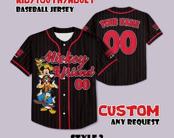 Custom Mickey & Friends Baseball Jersey, Personalized Disneyland Shirt