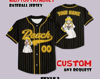 Custom Princess Peach Wedding Baseball Jersey, Gamer Wedding Gift