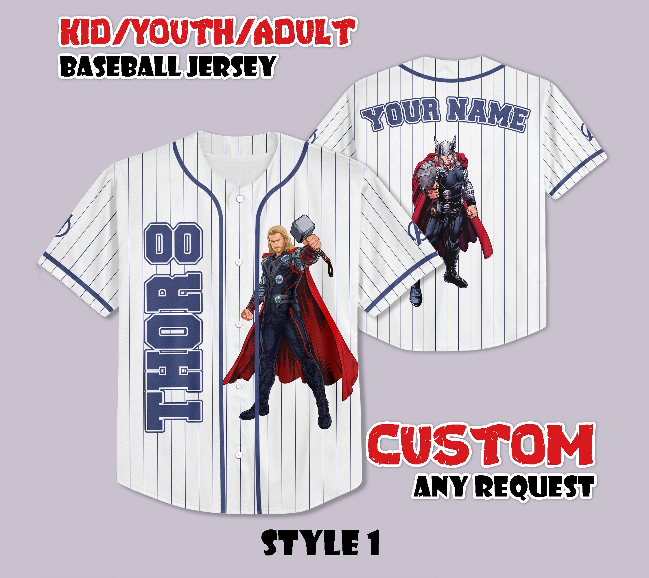 Discover Custom Marvel Thor Baseball Jersey, Thor Baseball Jersey Team, Personalized Marvel Thor Jersey, Marvel Fan Gift, Superhero Shirt