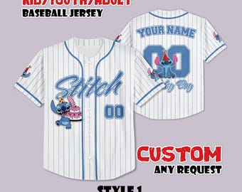Camiseta de béisbol personalizada con puntadas, regalo de cumpleaños de Disney personalizado