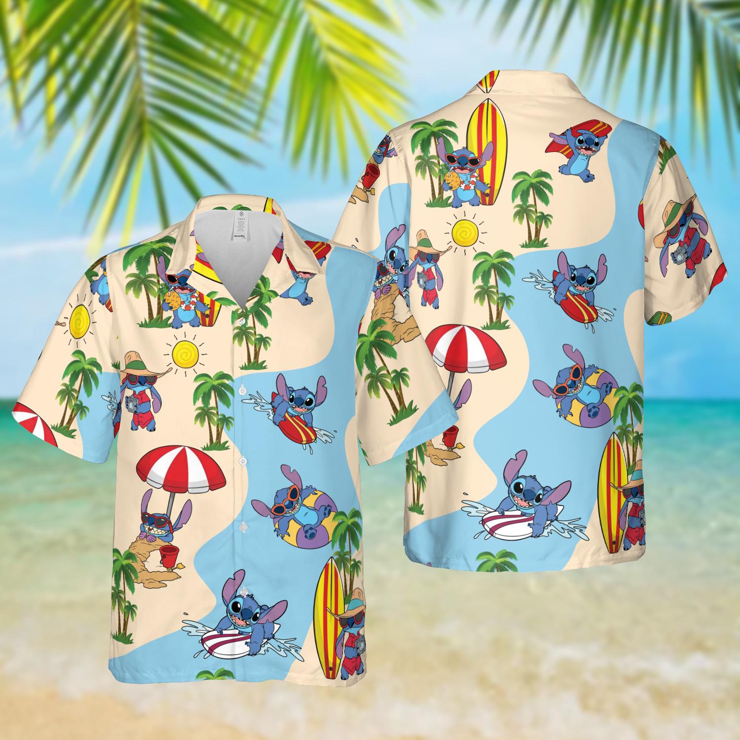 Discover Stitch Surfing Hawaiian Shirt, Disneyworld Summer Beach Shirt, Disney Vacation