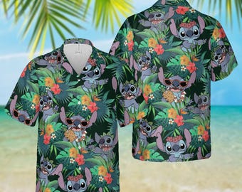 Chemise hawaïenne drôle de point, chemise tropicale de point de Disney, chemise d'été de Disneyland