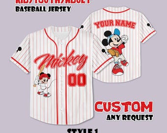Custom Mickey Mouse Baseball Jersey, Personalized Disneyland Shirt