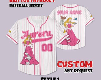 Custom Aurora Princess Baseball Jersey, Sleeping Beauty Movie Shirt