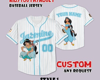 Benutzerdefinierte Jasmin Prinzessin Baseball Jersey, Aladdin Shirt