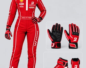 Personalized Women Racing Suit | Go kart Style Motorsport  costume | Customized Name & Number
