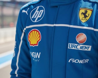 Traje de carreras réplica de Ferrari F1 al estilo de Lewis Hamilton y Charles Leclerc con impresión digital.
